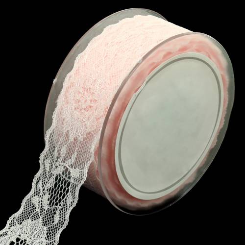 Spitzenband Floral mit Wellenrand Rosa 40mm 20m