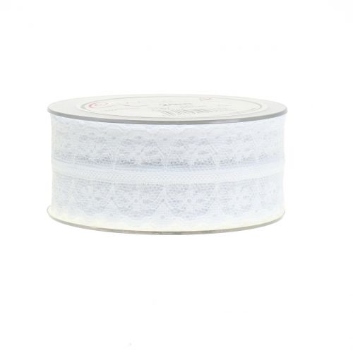 Floristik24 Spitzenband Vintage Weiß 40mm 20m