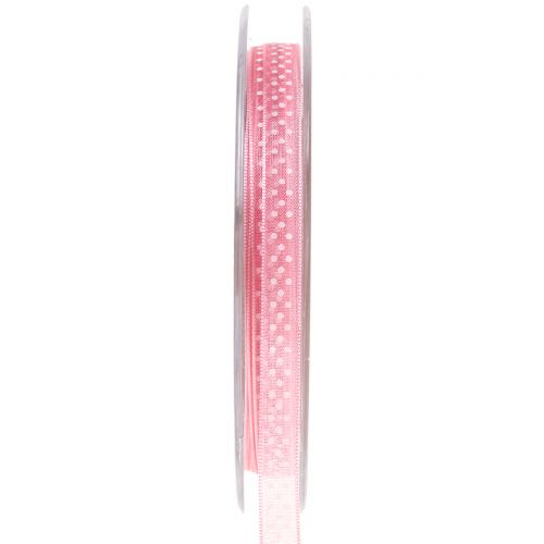 Floristik24 Dekoband mit Punkten Rosa 7mm L20m