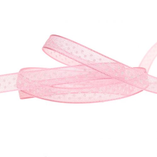 Floristik24 Dekoband mit Punkten Rosa 7mm L20m