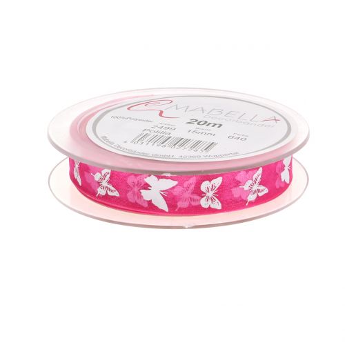 Floristik24 Organzaband Schmetterling Pink 15mm 20m
