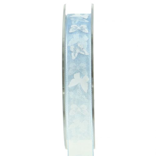 Organzaband Schmetterling Blau 15mm 20m