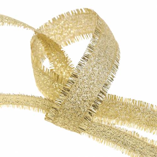 Artikel Deko Band Gold mit Fransen 15mm 15m