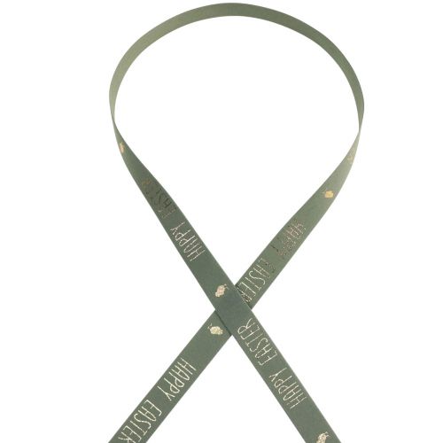 Floristik24 Samtband Band Happy Easter Dekoband Mint 15mm 5m