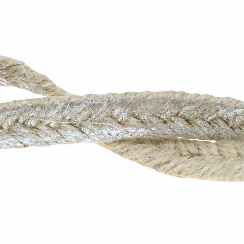 Artikel Kordel Breit Jute Silber 10mm 4m