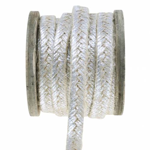 Floristik24 Kordel Breit Jute Silber 10mm 4m