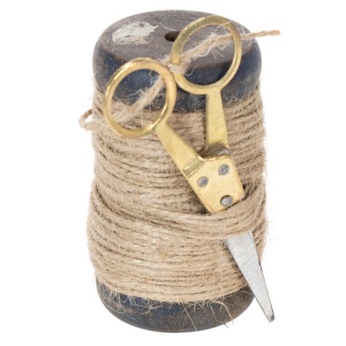 Bandspulen-Set aus Holz mit Jutegarn und Metallschere Ø5cm H8cm 2 Stück bestellen | Floristik24.at