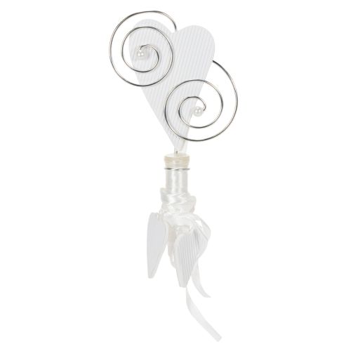 Bankhänger mit Herzmotiv, Röhrchen und Seidenband, 18 cm, Weiß, 6er-Set | Floristik24.at