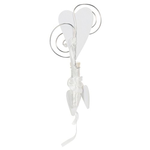 Bankhänger mit Herzmotiv, Röhrchen und Seidenband, 18 cm, Weiß, 6er-Set | Floristik24.at