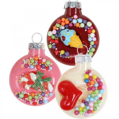 Floristik24 Baumanhänger Donuts, Glasdeko, Christbaumschmuck-Mix H4,5cm Echtglas 6St