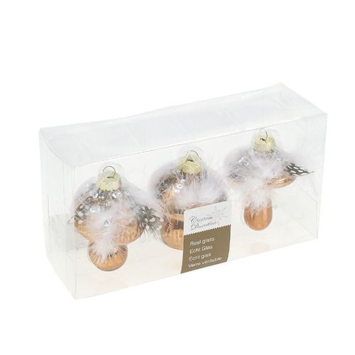 Floristik24 Baumschmuck Glaspilz Braun 8cm 3St
