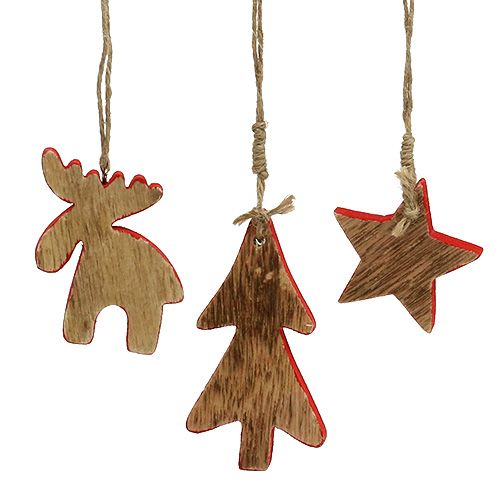 Floristik24 Baumschmuck Mix Rot, Natur 7cm - 9cm 9St