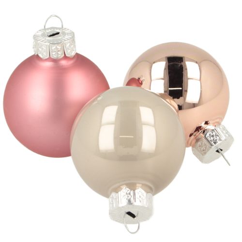 Floristik24 Baumschmuck Weihnachtskugeln Glas Rosa Grau Ø4cm 24 St