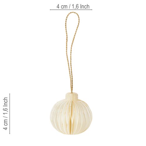 Artikel Baumschmuck aus Papier Wabenpapier Weiß Gold 4cm 6 St