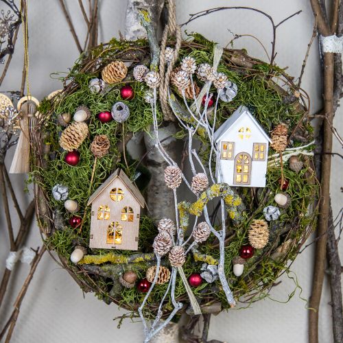 Artikel Baumschmuck Weihnachten, Holzhäuschen Deko H10cm 4St