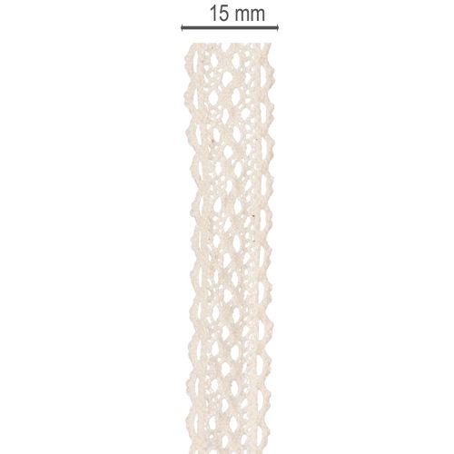 Spitzenband aus Baumwolle 15 mm 10 m Creme für Dekoration und Handarbeit | Floristik24.at