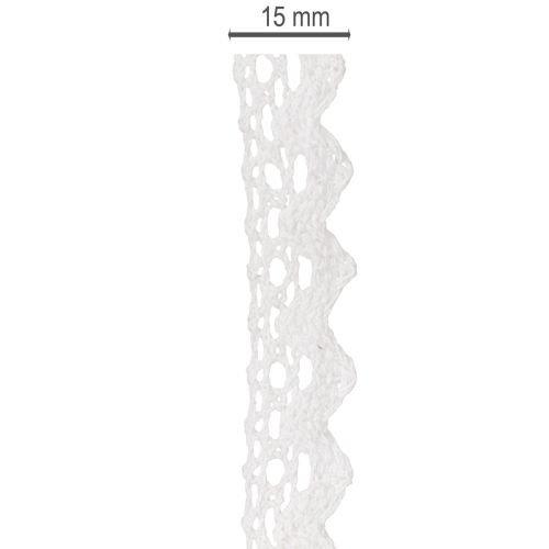 Dekoband Spitzenband Baumwolle Weiß 15 mm 10 m für Handarbeiten | Floristik24.at