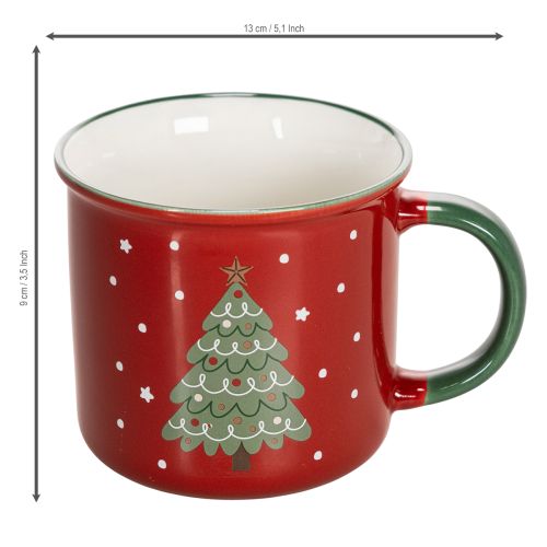 Keramiktasse 9 cm Rot mit Tannenbaum-Motiv | Floristik24.at