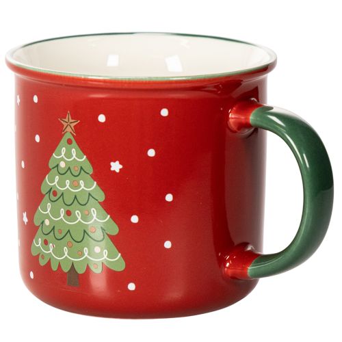 Keramiktasse 9 cm Rot mit Tannenbaum-Motiv | Floristik24.at
