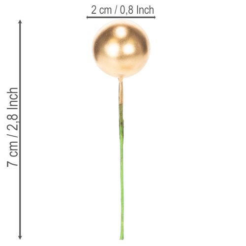 Goldene Kunststoffkugeln am Draht 15mm und 20mm für Dekorationen 48er Set | Floristik24.at
