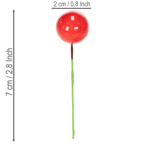 Künstliche rote Beeren aus Kunststoff mit Draht 2 cm 48 Stück für floristische Weihnachtsdekoration | Floristik24.at
