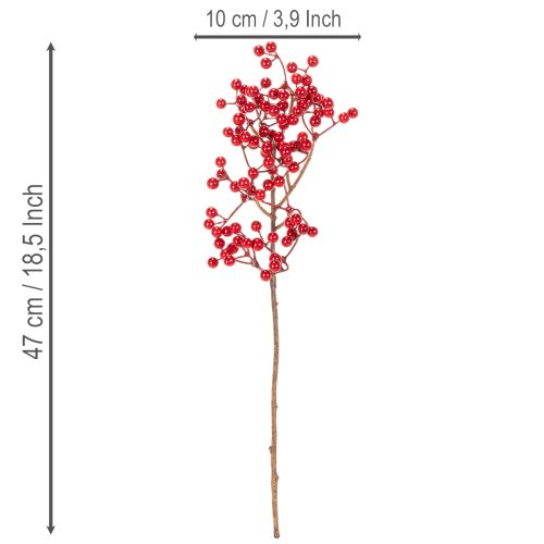 Künstlicher Ilexzweig mit roten Beeren 47cm 3 Stk für Vasen | Floristik24.at