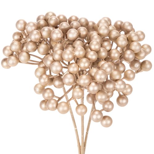Künstlicher Beerenzweig aus Kunststoff Champagnerfarben 28 cm 3 Stück bestellen | Floristik24.at