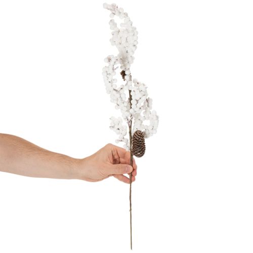 Kunstzweig mit Tannenzapfen und weißen Beeren 60 cm | Floristik24.at