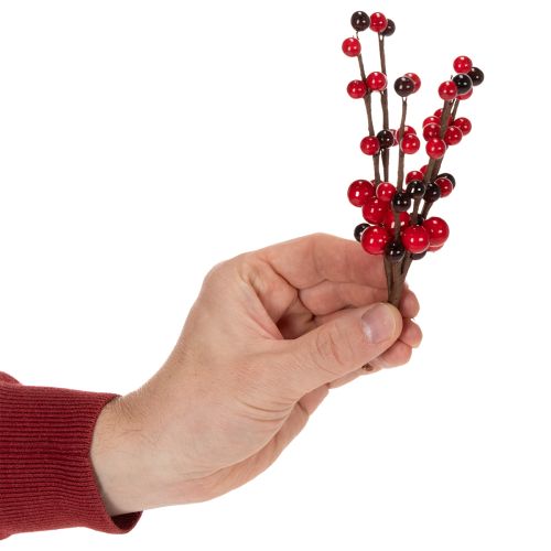Künstlicher Deko-Zweig mit roten Beeren 15 cm Set 6 Stück | Floristik24.at