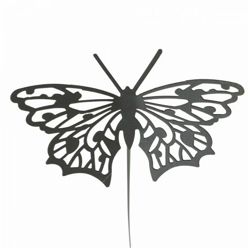 Floristik24 Blumenstecker Metall Schmetterling Schwarz 10,5×8/44cm 3 St