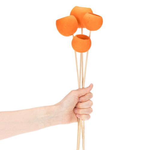 Bell Cup Mix auf Holzstab Orange Ø 3–5,5 cm, 15 Stück | Floristik24.at