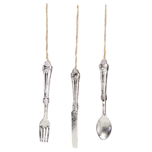 Artikel Besteck Deko zum Hängen Metalloptik Silber 14cm 12 St