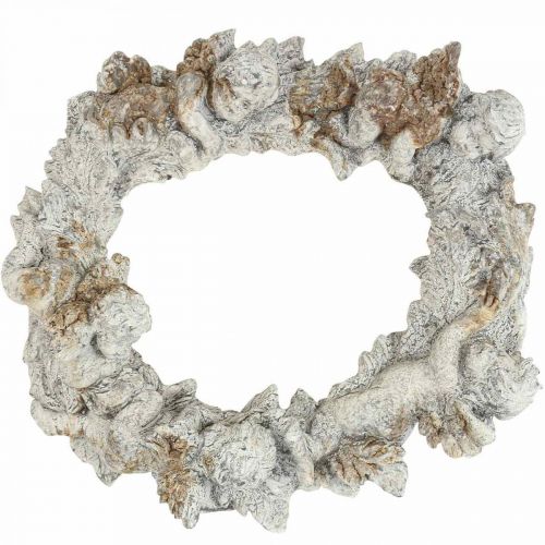 Artikel Beton Deko Engel Deko Kranz Wanddeko Weiß Braun 36,5cm