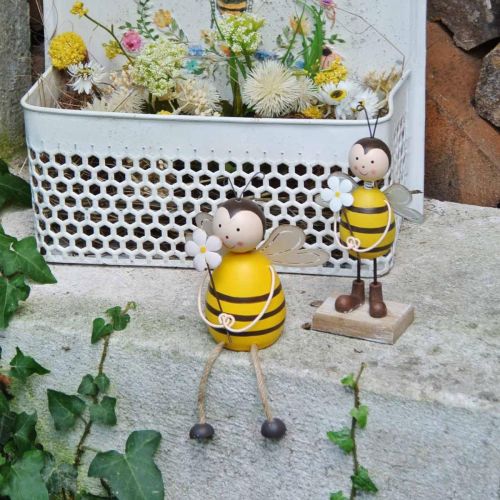 Floristik24 Deko Biene mit Blume Dekofigur Sommerdeko H21cm 2 St