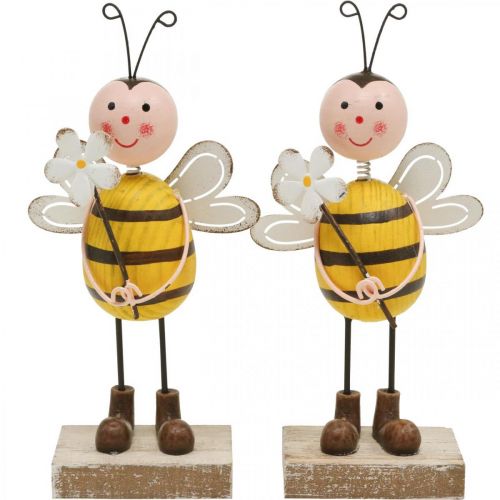 Floristik24 Deko Biene mit Blume Dekofigur Sommerdeko H21cm 2 St