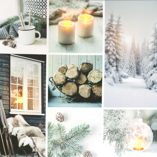 Floristik24 LED-Wandbild Weihnachten rustikal Weiß 38×38cm Für Batterie