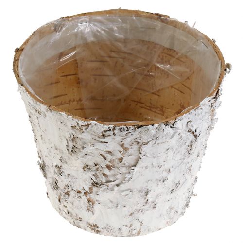 Artikel Topf mit Birkenrinde geweißt Pflanztopf Ø15cm H12,5cm 3 St
