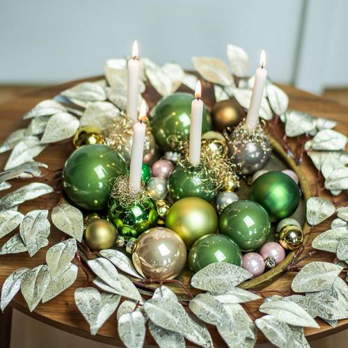 Floristik24 Blätterkranz künstlich Champagner Spitze Blätter Ø48cm