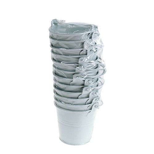 Floristik24 Blecheimer Weiß Ø8cm H7cm 12St
