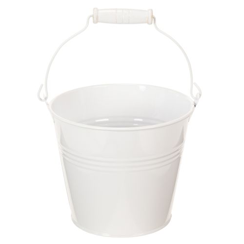 Blecheimer Weiß aus Stahlblech Ø14 cm H12 cm, Set aus 6 Stück