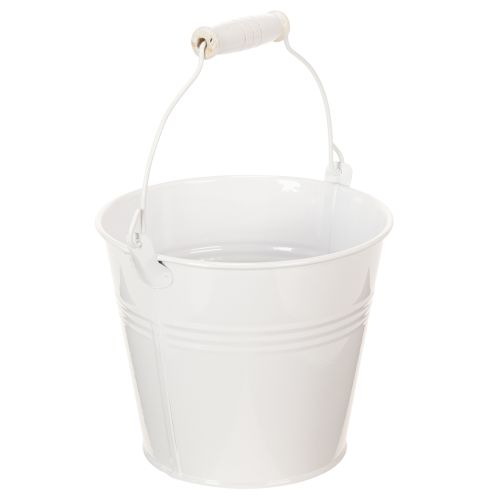 Blecheimer Weiß aus Stahlblech Ø14 cm H12 cm, Set aus 6 Stück | Floristik24.at