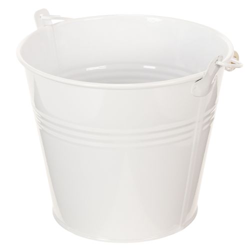 Blecheimer Weiß aus Stahlblech Ø14 cm H12 cm, Set aus 6 Stück | Floristik24.at