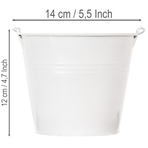 Blecheimer Weiß aus Stahlblech Ø14 cm H12 cm, Set aus 6 Stück | Floristik24.at