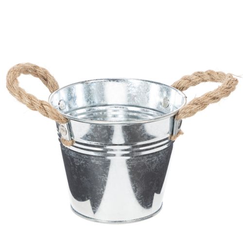 Blecheimer aus Metall mit Seilgriffen Ø12cm glänzend für Dekoration bestellen | Floristik24.at