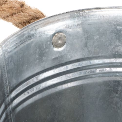 Metalleimer glänzend mit Seilgriffen Ø16cm H15cm Silber für Innen und Außen | Floristik24.at