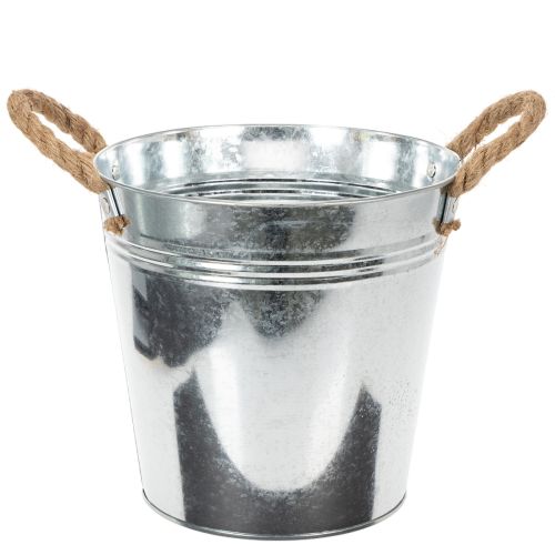 Blecheimer mit Seilgriffen aus Metall glänzend Ø22cm für Indoor- und Outdoordekoration bestellen | Floristik24.at