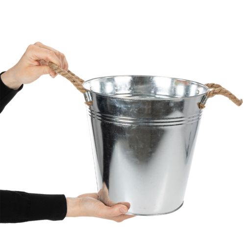 Blecheimer Metall verzinkt Ø25cm mit Seilgriffen Silber | Floristik24.at