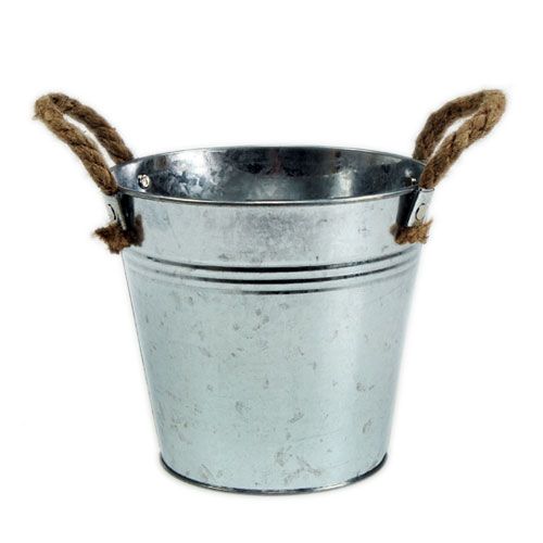 Deko Eimer Blumentopf Metall mit Seilgriffen Ø20cm