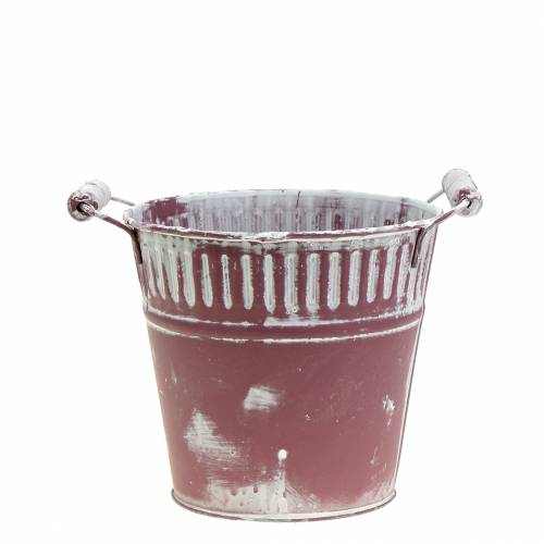 Blecheimer Lila weiß gewaschen Ø13cm H12cm 1 St | Floristik24.at