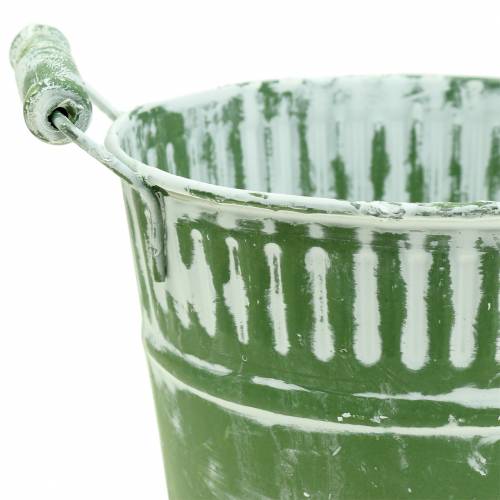 Floristik24 Blecheimer Grün weißgewaschen Ø19cm H17cm 1 St